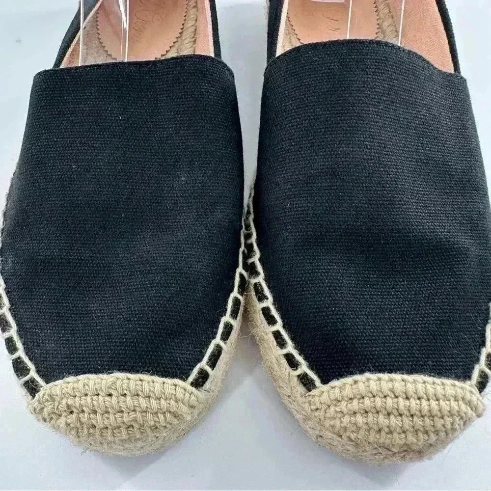 J crew womens flats size 9 black canvas Espadrilles resort wear coastal granny